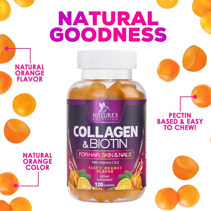 Collagen Gummies - 2500mcg Biotin Per Serving - Complete Collagen Supplement with Hydrolyzed Peptides Type I & III, Biotin, Zinc, & Vitamin C - Hair, Skin, & Nail Support Women & Men - 120 Gummies