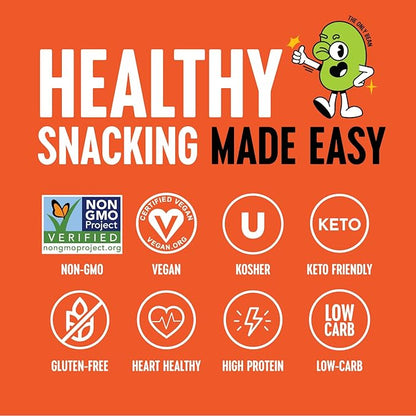The Only Bean Crunchy Roasted Edamame Snacks (Buffalo) – High Protein (11g), Low Carb Keto Vegan Office Snack, Gluten Free Healthy Snacks for Adults and Kids, 0.9oz (Pack of 10)