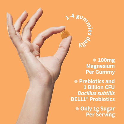 Garden of Life Magnesium Citrate Supplement Gummies with Prebiotics & Probiotics for Stress,Sleep & Recovery - Vegan,Gluten Free,Kosher,Non-GMO,No Added Sugars,Peach Flavor,60 Count (Pack of 2)