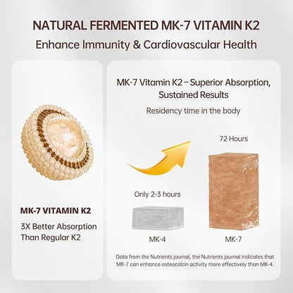 300 Pcs 2 in 1 Vitamin D3 10000 iu Plus K2 (MK-7) 200 mcg Virgin Coconut Oil Softgels with Vitamins D & K Supports Calcium Absorption, Bone, Immune, & Heart Health – Easy to Swallow