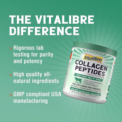 Bovine Collagen Peptides Powder for Women and Men, Grass-Fed Hydrolyzed Collagen Protein Type I & III, Skin, Hair, Nails, Bones, Digestion, Unflavored, Non-GMO, Keto & GF, 22 Servings, 16oz