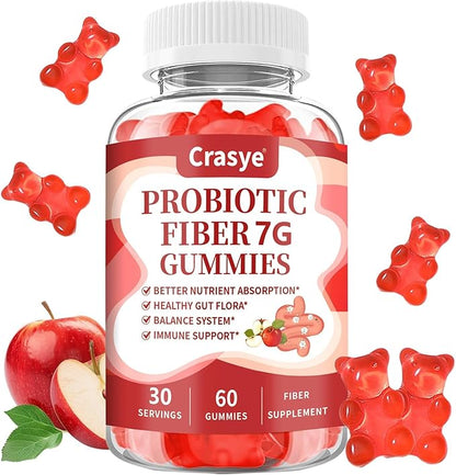 Fiber Gummies for Adults, Probiotic Fiber Gummy Sugar Free Fiber Supplement for Women Men Digestive Regularity Health Support Gut and Immune Wellness - 60 Gummies