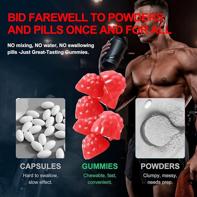 Health4All Creatine Monohydrate Gummies 5g for Men & Women, Creatine Gummy for Strength Energy & Muscle Growth Support Pre-Workout Supplement - Strawberry 120 Gummy