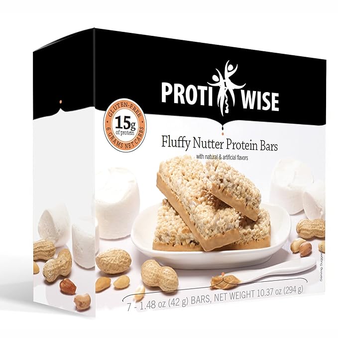 ProtiWise – High Protein 15g Bar| Weight Loss, Diet, KETO Friendly, Hunger Control, Meal Replacement | Gluten Free, Low Fat, Low Sugar (Fluffy Nutter) - Pack of 12 (7/Box)