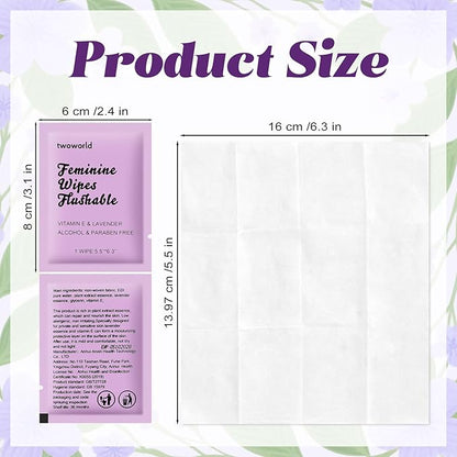 Feminine Wipes Individually Wrapped, Flushable Wipes Travel,Feminine Care Vaginal Wipes for Adult,Women, Girl and Homeless (Pack of 400,Lavender)
