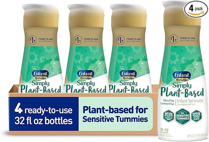 Enfamil Prosobee Plant based Baby Formula, for Sensitive Tummies, Soy-based Plant Sourced Protein, Vitamins for Immune Support, Lactose-free, Milk free, Gluten free, 32 Fl Oz Bottle (4 count)