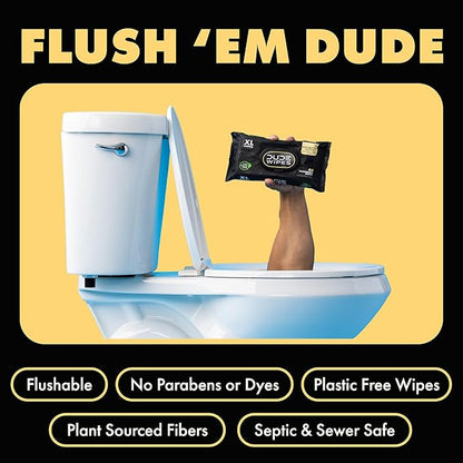 DUDE Wipes Shea BUTTer Flushable Wipes - Extra-Large Adult Wet Wipes - 6 Pack (288 Count) - Infused with Coconut Oil, Vitamin E, and Aloe - Septic and Sewer Safe