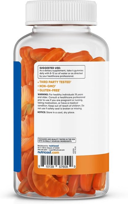 Nutricost Vitamin C Gummies (500mg) 240 Gummies - Made with Natural Flavors & 556% DV of Vitamin C, Vegan, GMO-Free, Gluten-Free, 60 Servings
