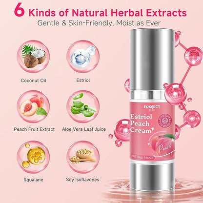 Silky Peach Cream for Women, Vaginal Estrogen Cream for Women Hormone Balance, Relief Menopause Vaginal Dryness & Vaginal Itching (1 fl.oz)
