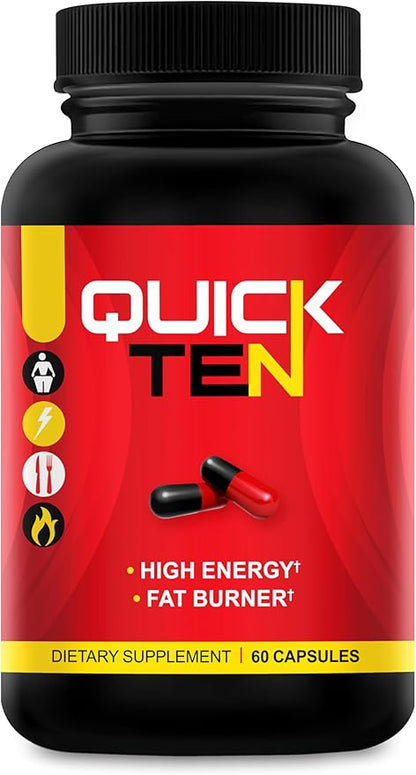 Drop 10 Quick – Diet Pills for Women & Men – Powerful Fat Burner, Appetite Suppressant, Metabolism Booster – Rapid Weight Loss Supplement – 60 Capsules