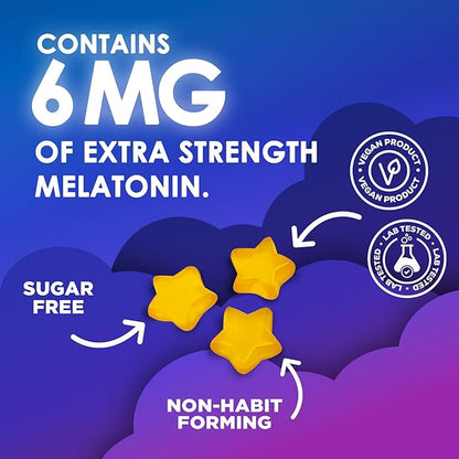Sleep Gummies 6mg Per Serving - Sugar Free Melatonin Gummy Supplement for Adults - Natural Zero Sugar Sleeping Gummy for Adults & Kids, Orange Flavored, Extra Strength Sleep Support - 120 Gummies