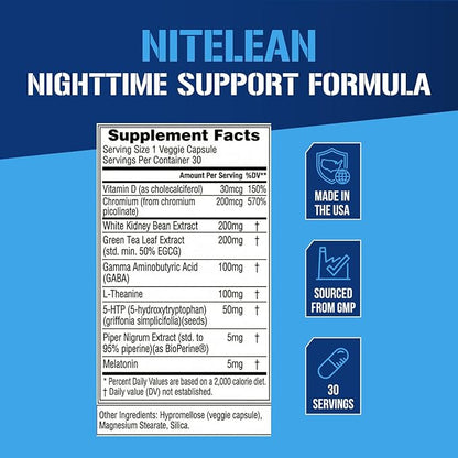 Night Time Fat Burner for Weight Loss Support - Belly Fat Burner for Men & Women with Green Tea and White Kidney Bean Extract - Nighttime Metabolism Booster & Sleep Optimizer to Help Stubborn Fat Loss