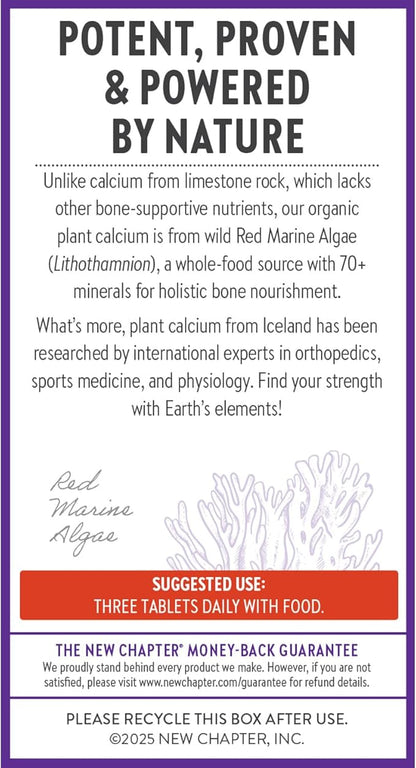 New Chapter Calcium Supplement - Bone Strength Plant-Based USDA Organic Calcium with Magnesium, Vitamin D3+K2, for Bone Health & Joint Mobility, Heart Support, 905 mg dose - 180 Slim Tablets