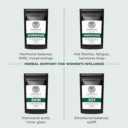 Elephantal Wellness Premium Hormone Herbal Tea | PCOS, Hormonal Balance & Mood Support with Chaste Berry, Shatavari, Dong Quai & Black Cohosh | Handmade, Non-GMO, Caffeine-Free Loose Leaf Blend – 4oz Loose Leaf, 40 Servings
