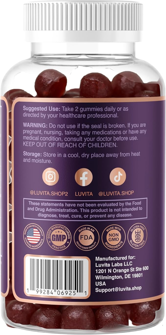 LUVITA Focus Gummies – Brain Support Supplement with Lion’s Mane, Alpha GPC & Bacopa – Boost Memory, Focus & Mental Energy – 60 Gummies (30 Day Supply)