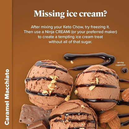 Keto Chow Caramel Macchiato - Keto Meal Replacement Shake Powder - Nutritionally Complete - Low Carb - Delicious Easy Meal Substitute - Protein Rich You Choose The Fat - Single Meal Sample