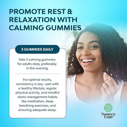 Pure Calm and Relaxing Magnesium Supplement - Magnesium for Stress Support & Rest Ease for Adults - High Absorption Mg Citrate Gummies with L Theanine & Ashwagandha for Muscle Cramps - 90 Count