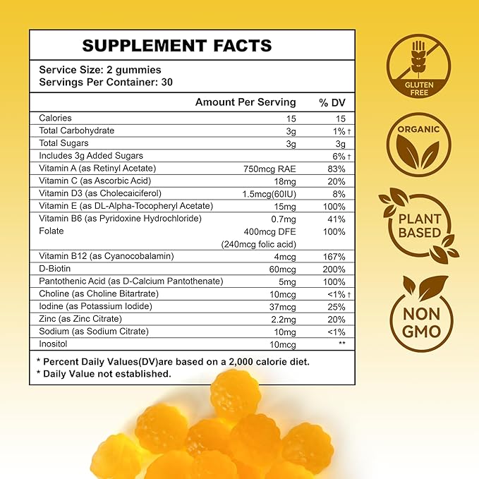 Aromlife Fibro Inositol Gummies, Natural Fibro Gummies with Folate & Vitamins B6 & B12, 60 Count Orange Flavor Womb Gummy for Daily Overall Balance