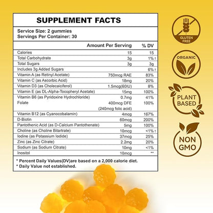 Aromlife Fibro Inositol Gummies, Natural Fibro Gummies with Folate & Vitamins B6 & B12, 60 Count Orange Flavor Womb Gummy for Daily Overall Balance