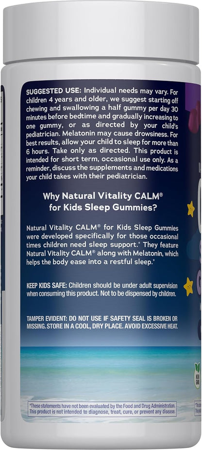 Natural Vitality Calm, Magnesium Citrate Kids Supplement, Stress Relief Gummies, Supports a Healthy Response to Stress, Gluten Free, Vegan, Nighttime Berry, 120 Gummies