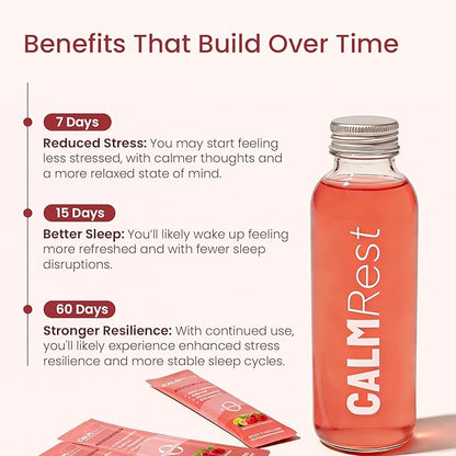 Calm Magnesium Powder, Cortisol Supplement for Women, Supports Sleep, Stress Relief & Relaxation with Ashwagandha, Saffron, L Theanine, Vitamin D3, No Sugar, 30Ct, Raspberry Lemonade