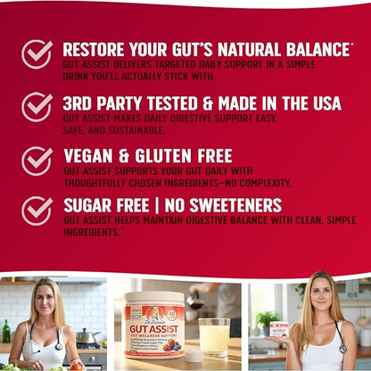 Doctor Danielle Leaky Gut Support Powder | L-Glutamine Gut Lining Formula | Gut Assist by Dr. Danielles, Berry