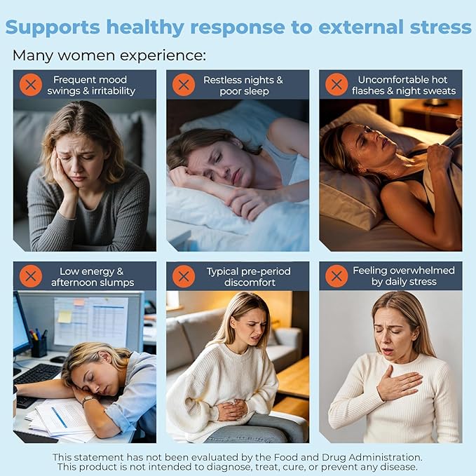 BELLECARE Hormone Balance Capsules for Women, Cortisol Supplements, Female Menopause Supplement with Ashwagandha 600mg Per Serving,Chaste Berry,Black Cohosh for Stress, Mood, Sleep Support,60 Count