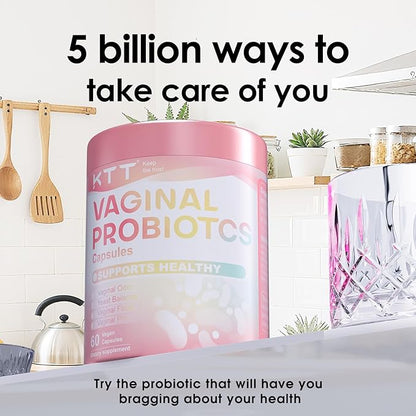 KTT Vaginal Probiotics Made in The USA, pH Balance for Women, 5 Billion CFUs Womens Probiotic Vaginal Health Odor Control, Hormone Support, 60 Caps