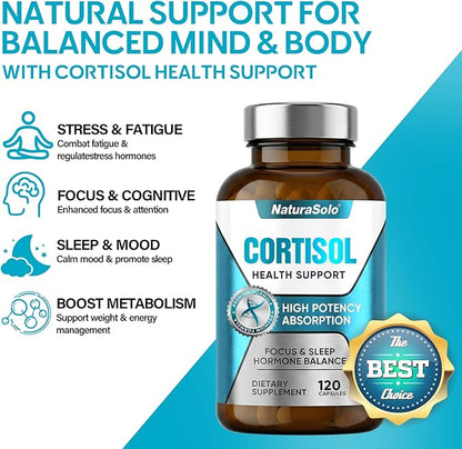 Cortisol Supplements for Women/Men, All-Natural Cortisol Reducer for Women & Men - Ashwagandha, Rhodiola Rosea & L-Theanine Formula to Manage Stress, Balance Hormones & Improve Sleep