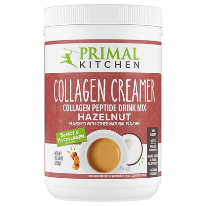 Primal Kitchen Hazelnut Collagen Creamer Powder, Collagen Peptide Drink Mix with MCT Oil,10.34 Ounces