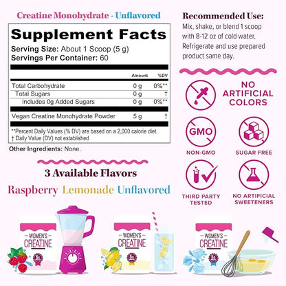 Micronized Creatine Monohydrate Powder – 5g per Serving Creatine Supplement | Support ATP Boost Strength, Lean Muscle & Recovery | No Sugar, Dyes, or Fillers | Superior Mixing - Unflavored 60 Servings