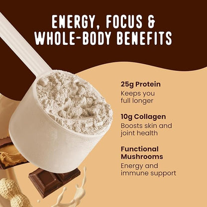 FlavCity Grass Fed Whey Chocolate Protein Powder - Chocolate Peanut Butter - 25g Protein & 10g Collagen - Made with Organic Cocoa & Coconut Milk - Gluten Free & No Added Sugars (20 Servings)