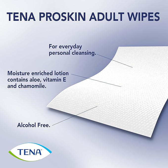 TENA ProSkin Ultra Body Wipes for Adults, 48 Count (Pack of 1), White