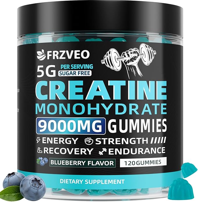 Creatine Monohydrate Gummies 9000mg for Men & Women, Potent Creatine Supplement 5g Chewables Creatine Per Serving, Pre-Workout Gummies for Enhanced Strength, Energy & Muscle Growth - 120 Count