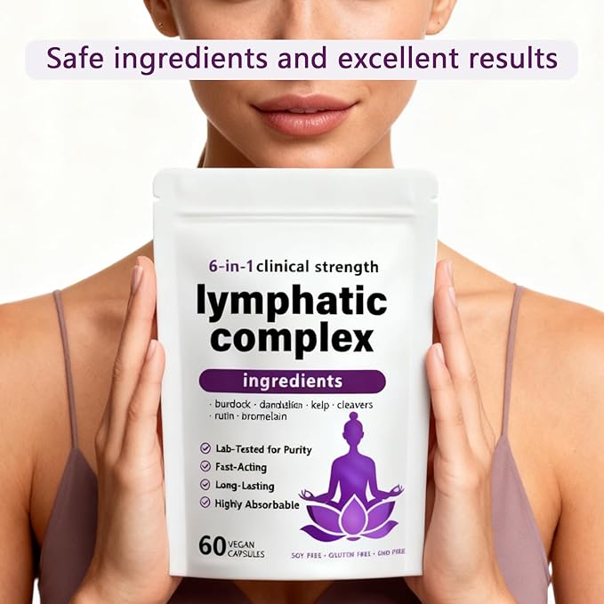 RESONA 6-in-1 Lymphatic Complex Capsules – Lymphatic Drainage Supplements, Balancing cortisol & Skin Vitality – Herbal Blend – 60 Capsules (1pc)