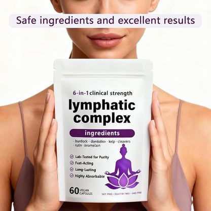 RESONA 6-in-1 Lymphatic Complex Capsules – Lymphatic Drainage Supplements, Balancing cortisol & Skin Vitality – Herbal Blend – 60 Capsules (1pc)