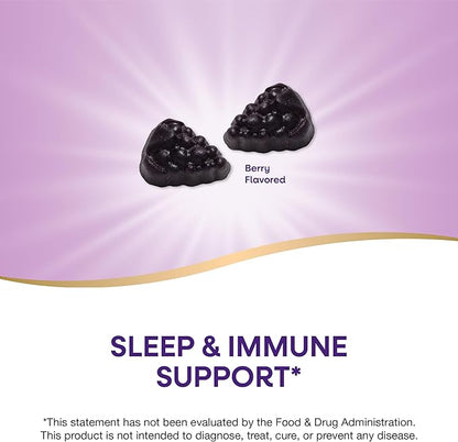 Nature's Way Sambucus Sleep + Immune* Elderberry Gummies, Sleep Support for Adults and Immune Support*, with Melatonin, Vitamin C, L-Theanine, Zinc, 50 Gummies (Packaging May Vary),(Pack of 2)