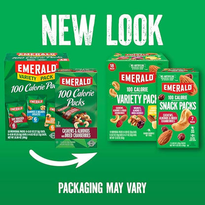 Emerald Nuts Cashews and Almonds with Dried Pineapple 7 Ct (1-Pack), 100-Calorie Individual Packs of Mixed Nut Blend and Dried Fruit
