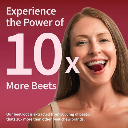 Snap Supplements Heart Beets Beet Root Soft Chews, Cardiovascular Support Supplement for Men & Women, CoQ10 & Acai, Energy & Circulation Support, Sugar Free, Mixed Berry, 60 Soft Chews