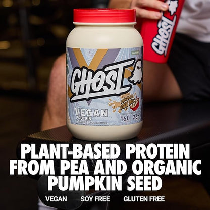 GHOST Vegan V2 Protein Powder, Chocolate Cereal Milk – 2.7LB Tub, 26G of Protein - Plant-Based Pea & Organic Pumpkin Blend Protein with Fiber & Iron - Flavored Post Workout Shakes - Soy & Gluten Free