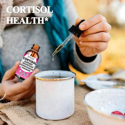 2 Pack Cortisol Supplements for Women, 17-in-1 Cortisol Calm Detox Reducer Manager w. Magnesium Ashwagandha Theanine, Cortisol Liquid Drops for Relax, Recess Mood & Hormone Harmony, Cortisol Drink Mix