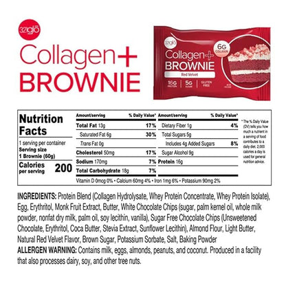 321glo Collagen Protein Brownie | Gluten Free, Low Sugar | Keto Snack for Women, Men, & Kids | 16g Protein, 6g Collagen | 12 Pack (12 Pack, Variety Pack)