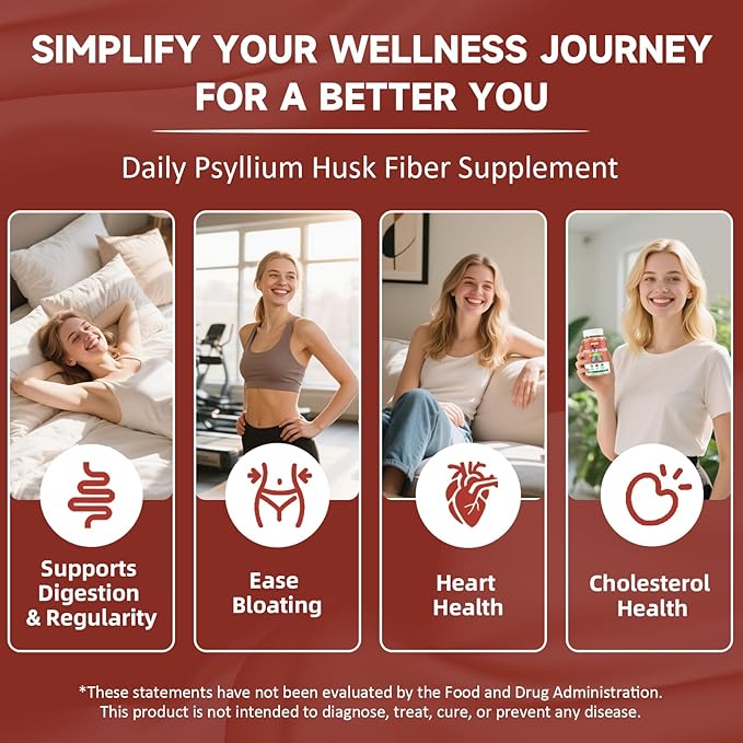 ABYSSUS Psyllium Gummies – Psyllium Husk Fiber Supplement 1500mg for Digestive Health, Sugar Free Chewable Bloating Relief & Regularity, Peach, 60 Count