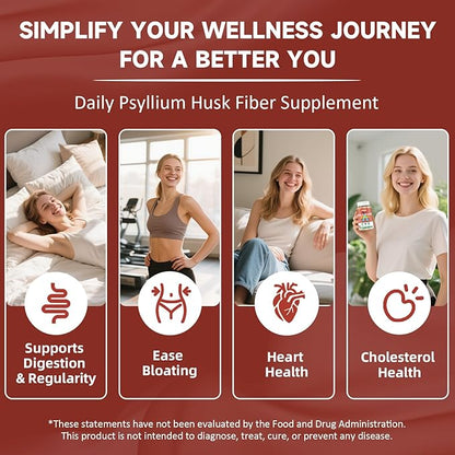 ABYSSUS Psyllium Gummies – Psyllium Husk Fiber Supplement 1500mg for Digestive Health, Sugar Free Chewable Bloating Relief & Regularity, Peach, 60 Count