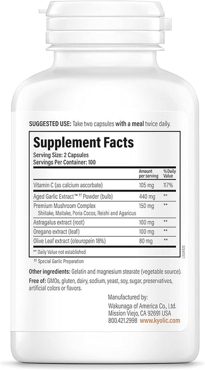 Kyolic Aged Garlic Extract Formula 103, Immune Support*, 200 Capsules