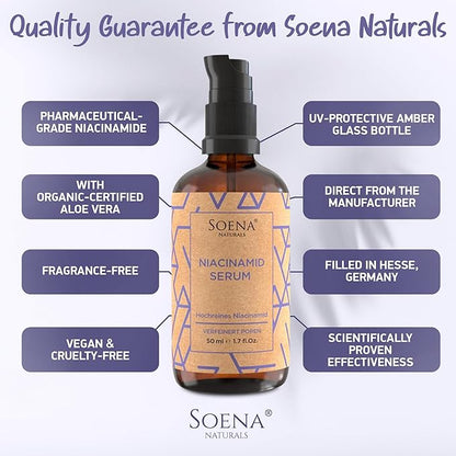 Organic Niacinamid Serum High Dose • The Best + 7 Power Active Ingredients = Hyaluron, Vitamin C, Niacinamide • Highly Effective Retinal (Niacinamid Serum, 1.70 Fl Oz)