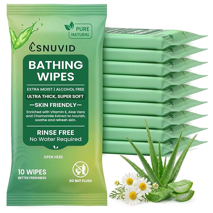 100 Extra Large Body Wipes for Adults Bathing No Rinse, Extra Thick Shower Wipes for Men, Women & Elderly - Great for Gym, Camping, Post Surgery - Soft & Gentle,