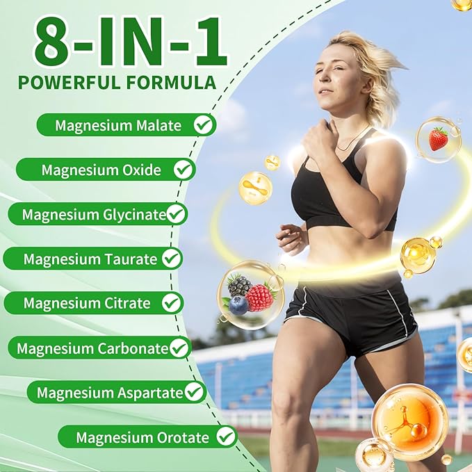 Magnesium Complex Gummies 8 Elemental 1000mg - Magnesium Glycinate, Citrate, Malate, Taurate, Supports Bones, Muscle, Nerve Health, for Women & Men, Vegan Non-GMO, Mixed Flavors, 120 Count