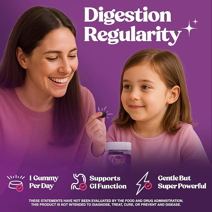 Fungiments Super Prune Kids – Constipation Relief & Digestive Support, Turkey Tail Mushrooms, Prebiotic Fiber, Rhubarb, Ginger & Chamomile – Gut Health, Debloating & Regularity (30 Gummies (Kids))