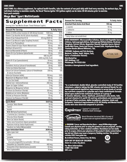 GNC Men's Ripped Clinically Studied Multivitamin Blend, Lean Muscle Support, Non-Stimulant Formula, 30 Servings